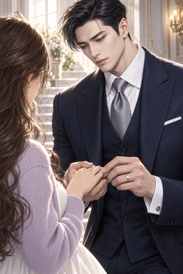 Seo-jun straightens the wedding ring on your finger