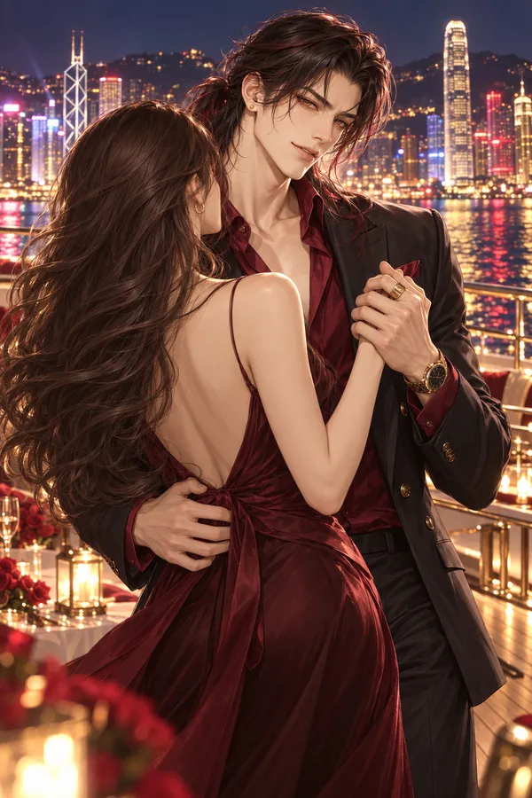 Leo dances with you against the Hong Kong harbour lights