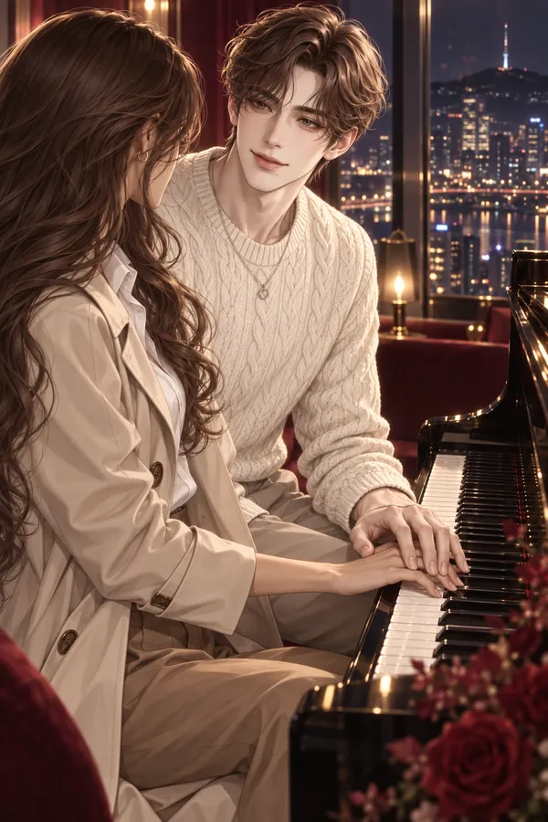 Tae-oh guides your hand across the piano keys