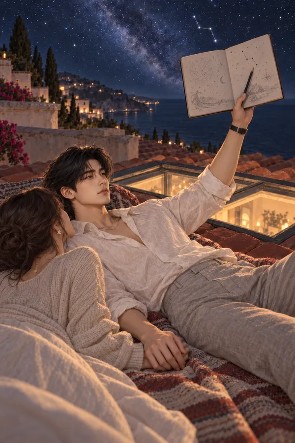 Jae-won maps the stars with you on the villa roof